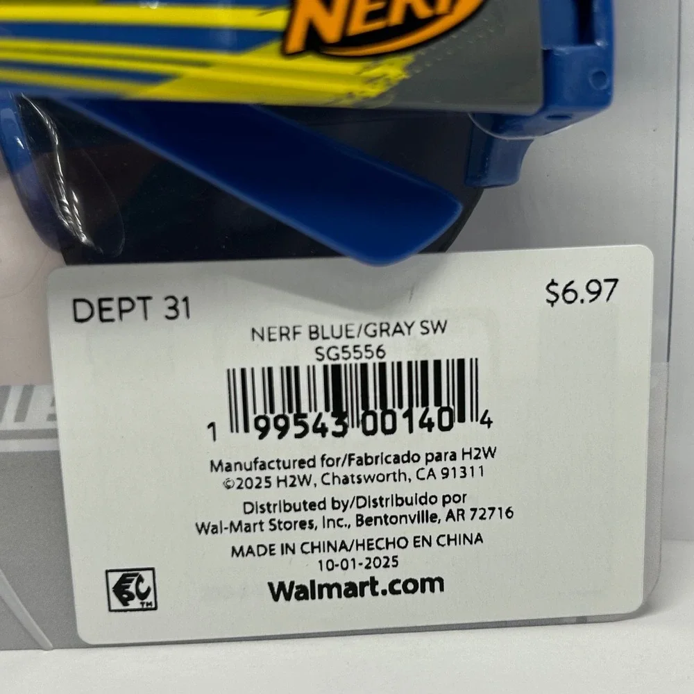 Nerf Arkaid Kids Sunglasses Blue Sport Wrap Shield UV Protection Summer Beach